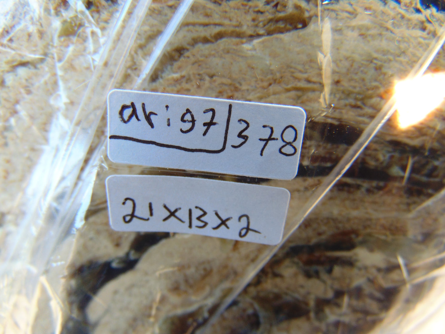 378 gram Slim Slab Polished 21x13x2 cm Indonesian Zebra White Amber for Healing AR97