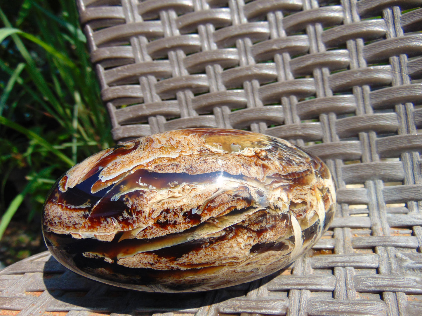 214 gr Shaped Rugby Indonesian Zebra White Amber for Healing ST126