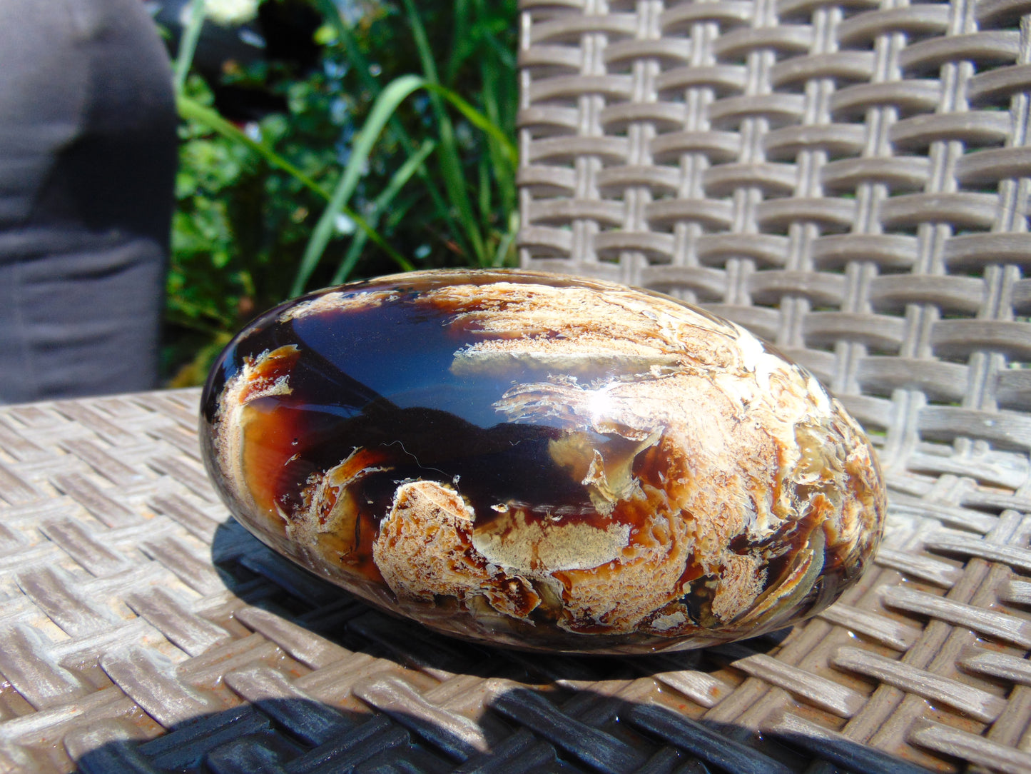 214 gr Shaped Rugby Indonesian Zebra White Amber for Healing ST126