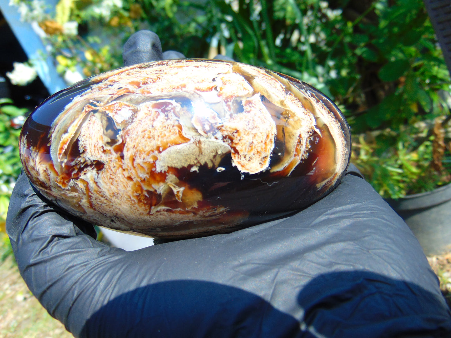 214 gr Shaped Rugby Indonesian Zebra White Amber for Healing ST126