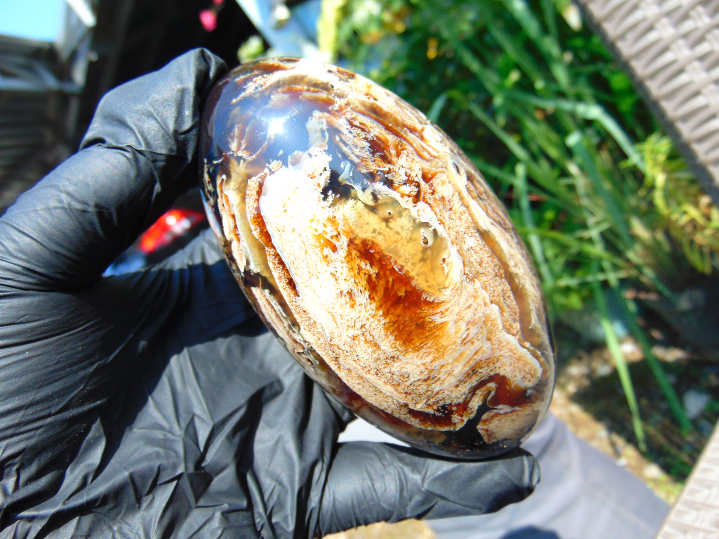 214 gr Shaped Rugby Indonesian Zebra White Amber for Healing ST126