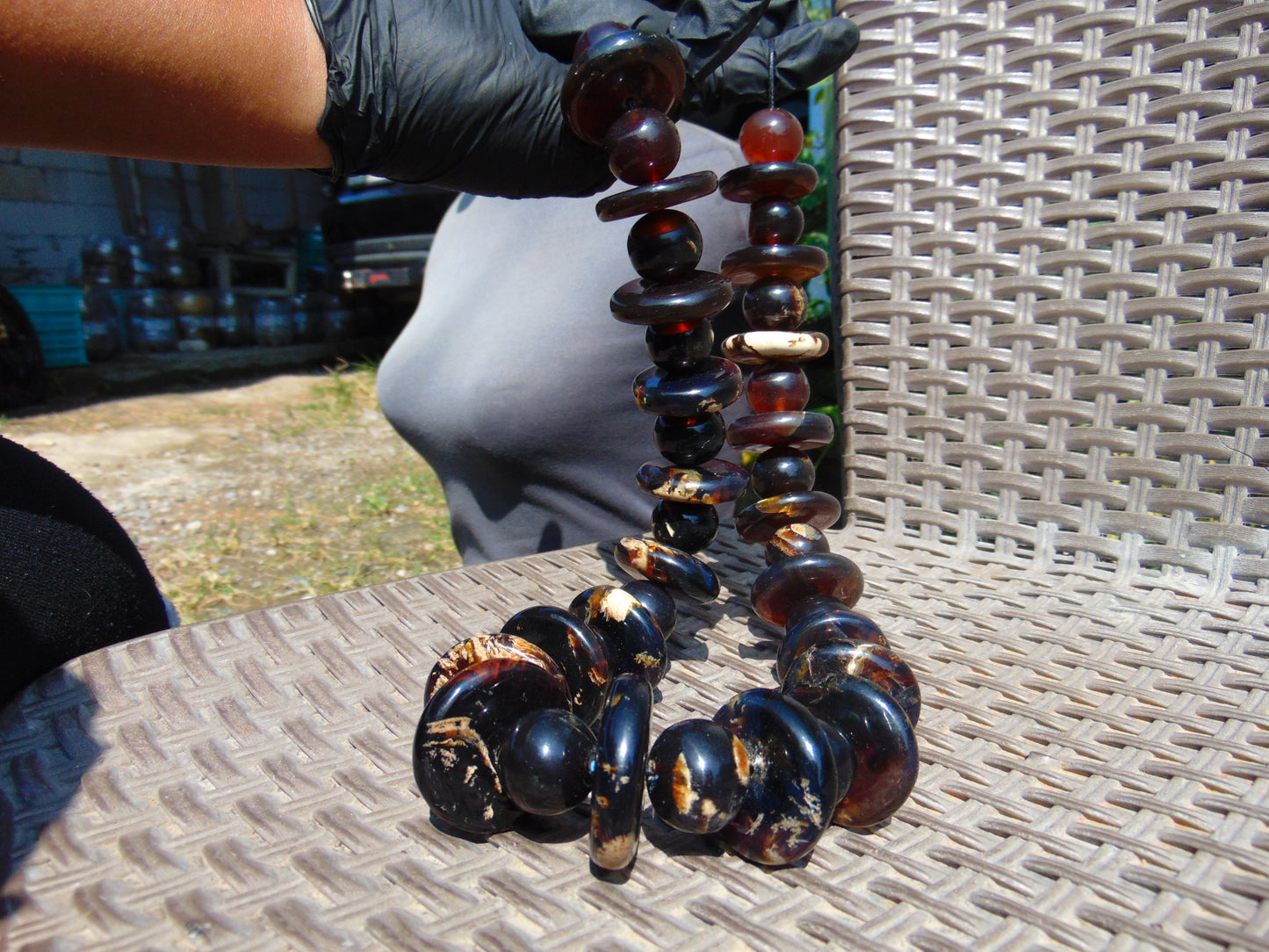 267 gr Big Necklace Indonesian Dark Red Amber for Healing AL11