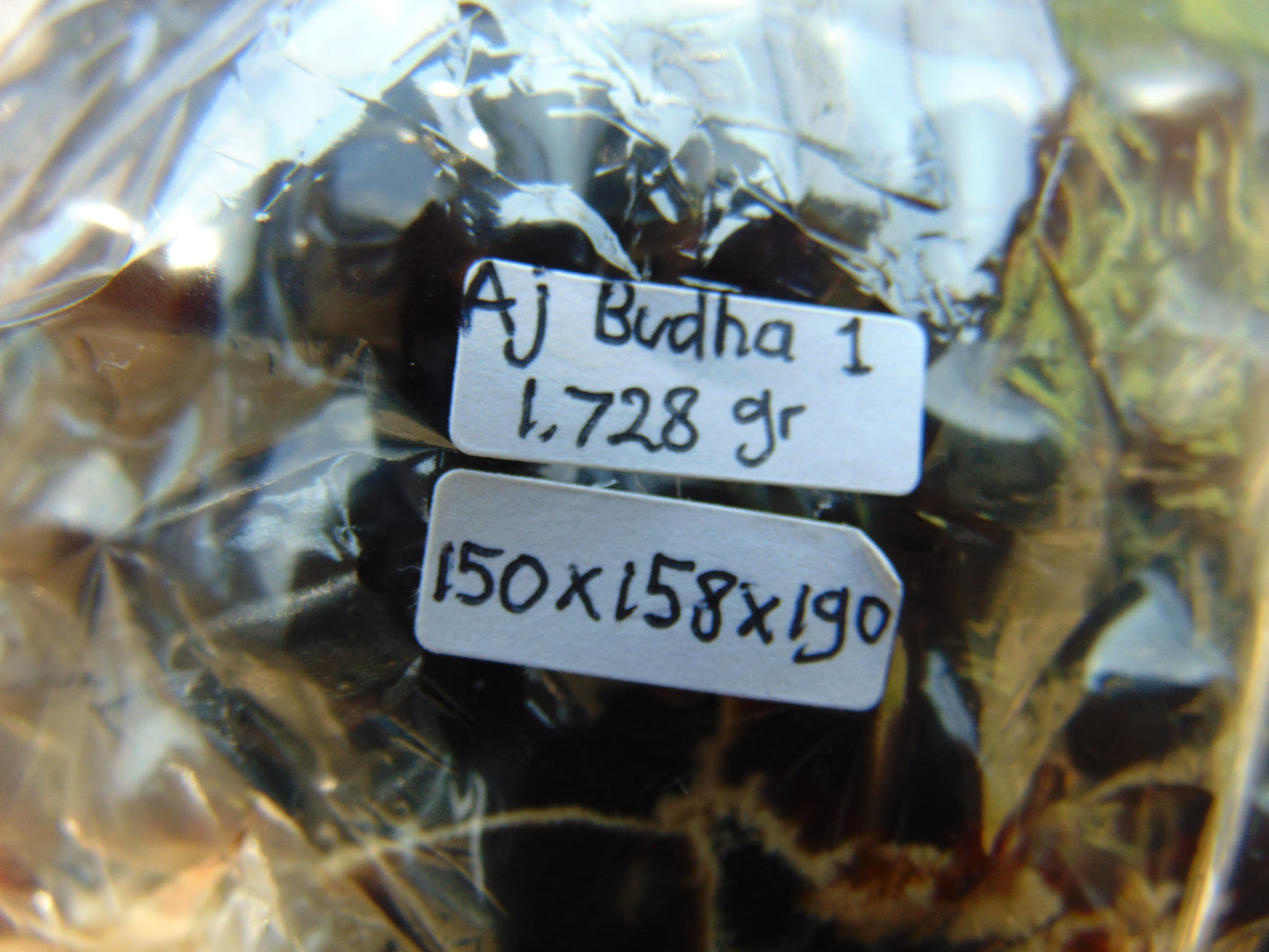 1728 gr 150x158x190 mm Big Buddha head carving on Indonesian Mushroom Inclusion Amber for Healing and Museum