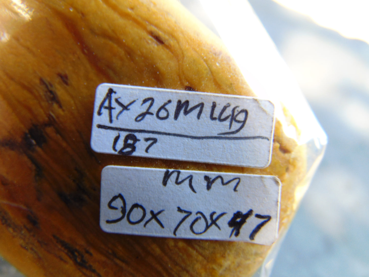 187 gram Polished Indonesia Yellow Aromatic Amber for Healing AY26M149
