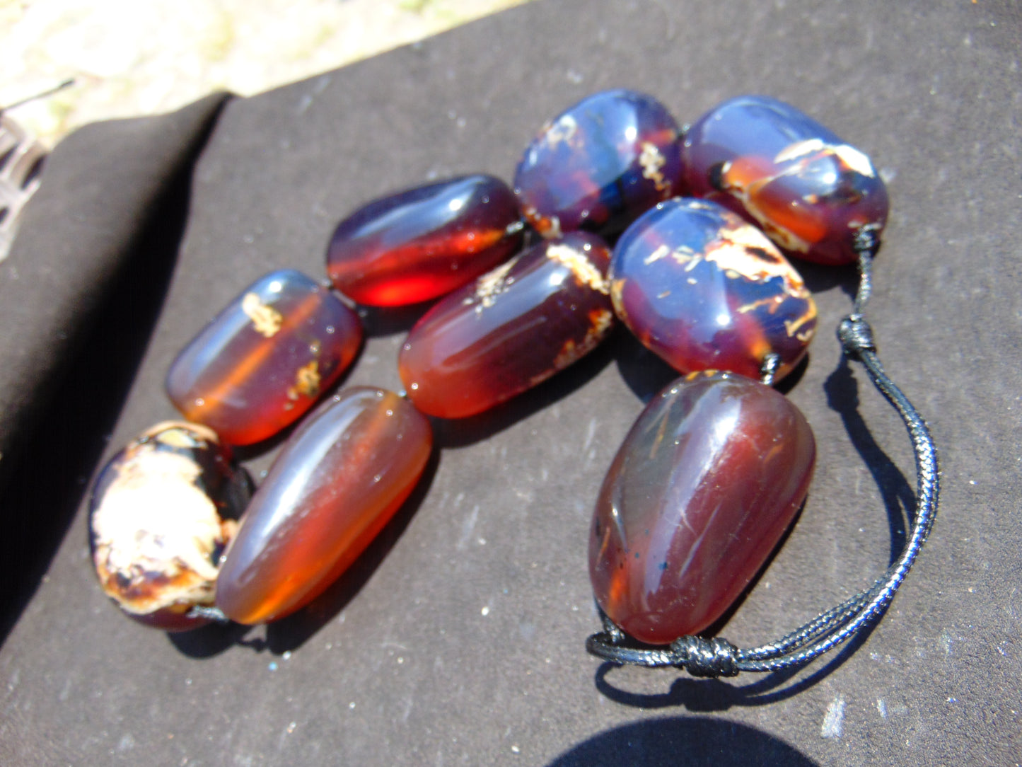 339 gr Big Necklace Indonesian Blue Amber for Healing A9K67