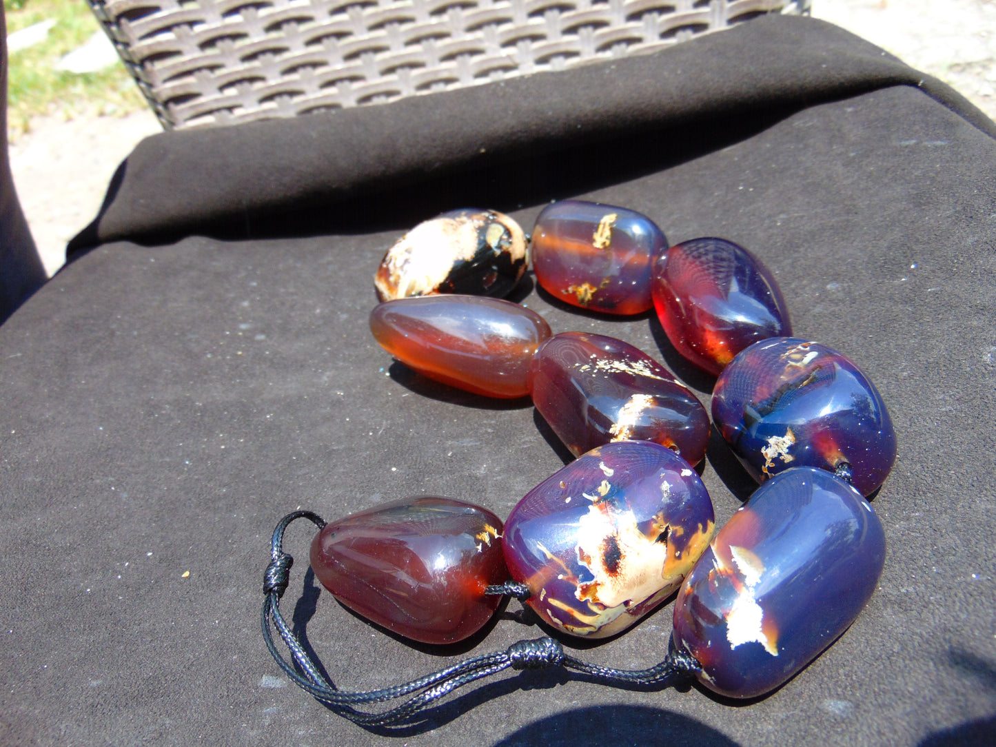 339 gr Big Necklace Indonesian Blue Amber for Healing A9K67