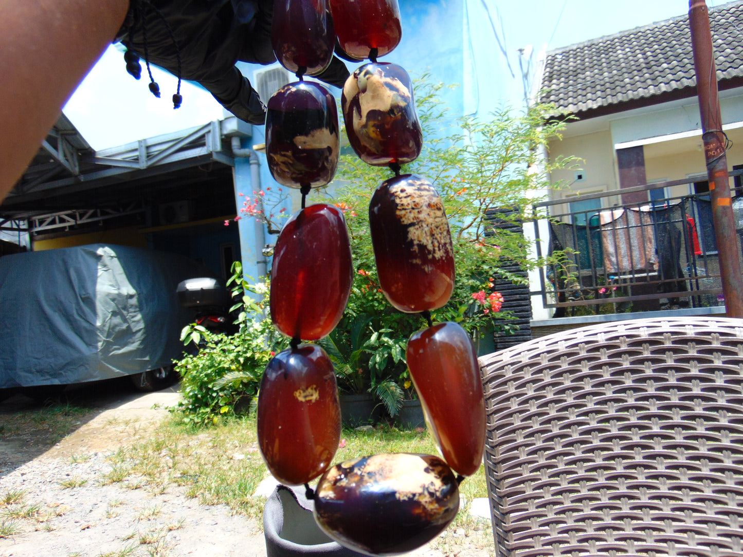 339 gr Big Necklace Indonesian Blue Amber for Healing A9K67