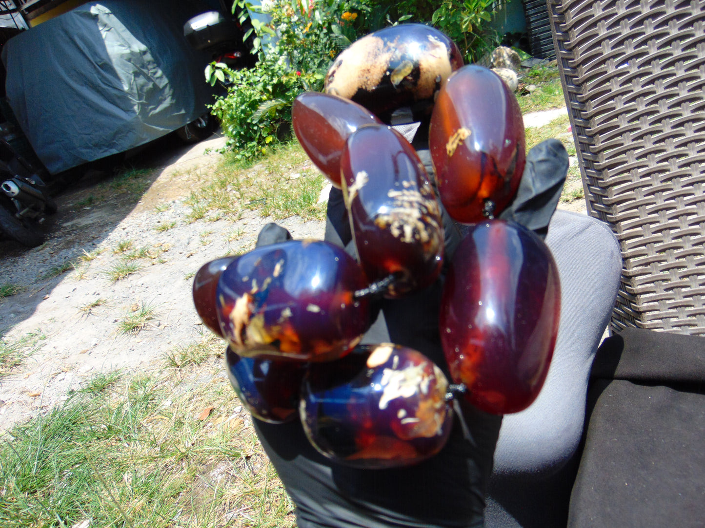 339 gr Big Necklace Indonesian Blue Amber for Healing A9K67