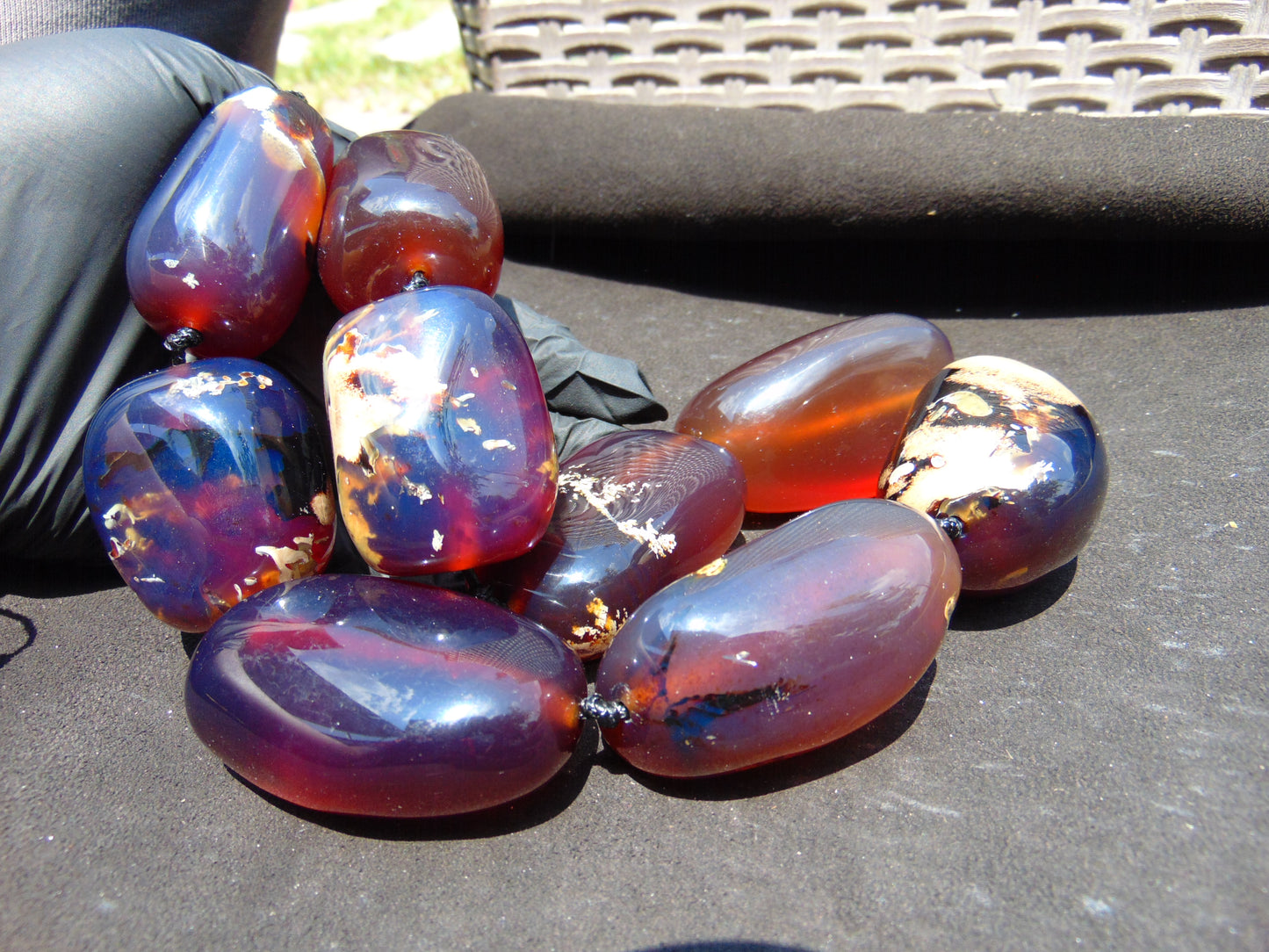 339 gr Big Necklace Indonesian Blue Amber for Healing A9K67