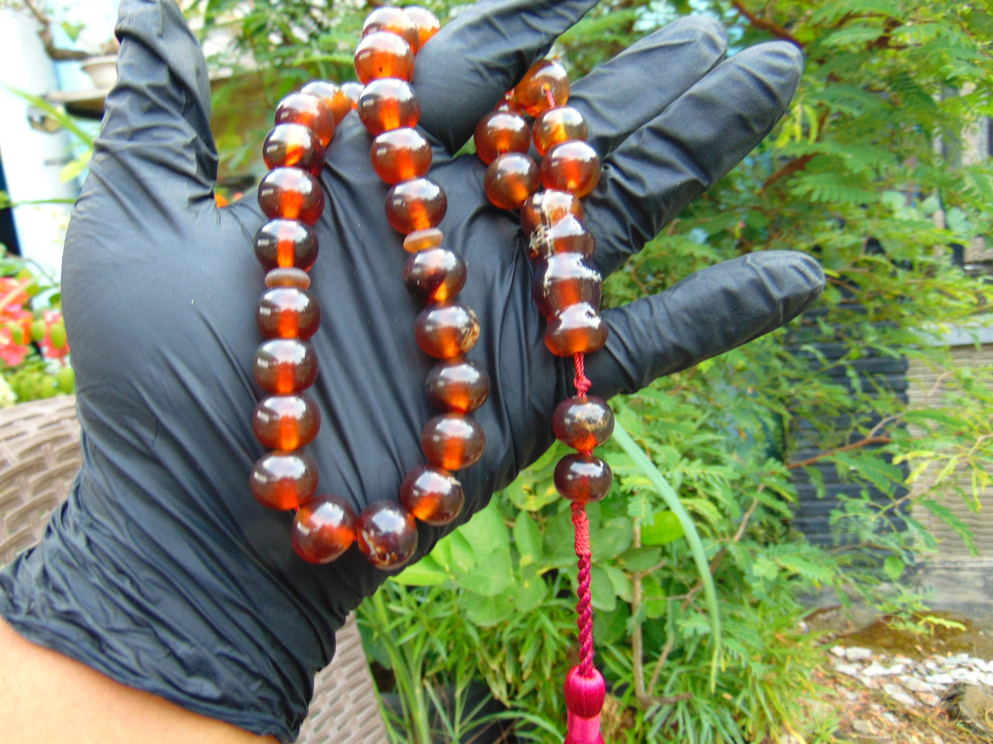44 gr Hand Tasbih 35 Beads 12 mm Indonesian Red Amber for Healing TB13i15