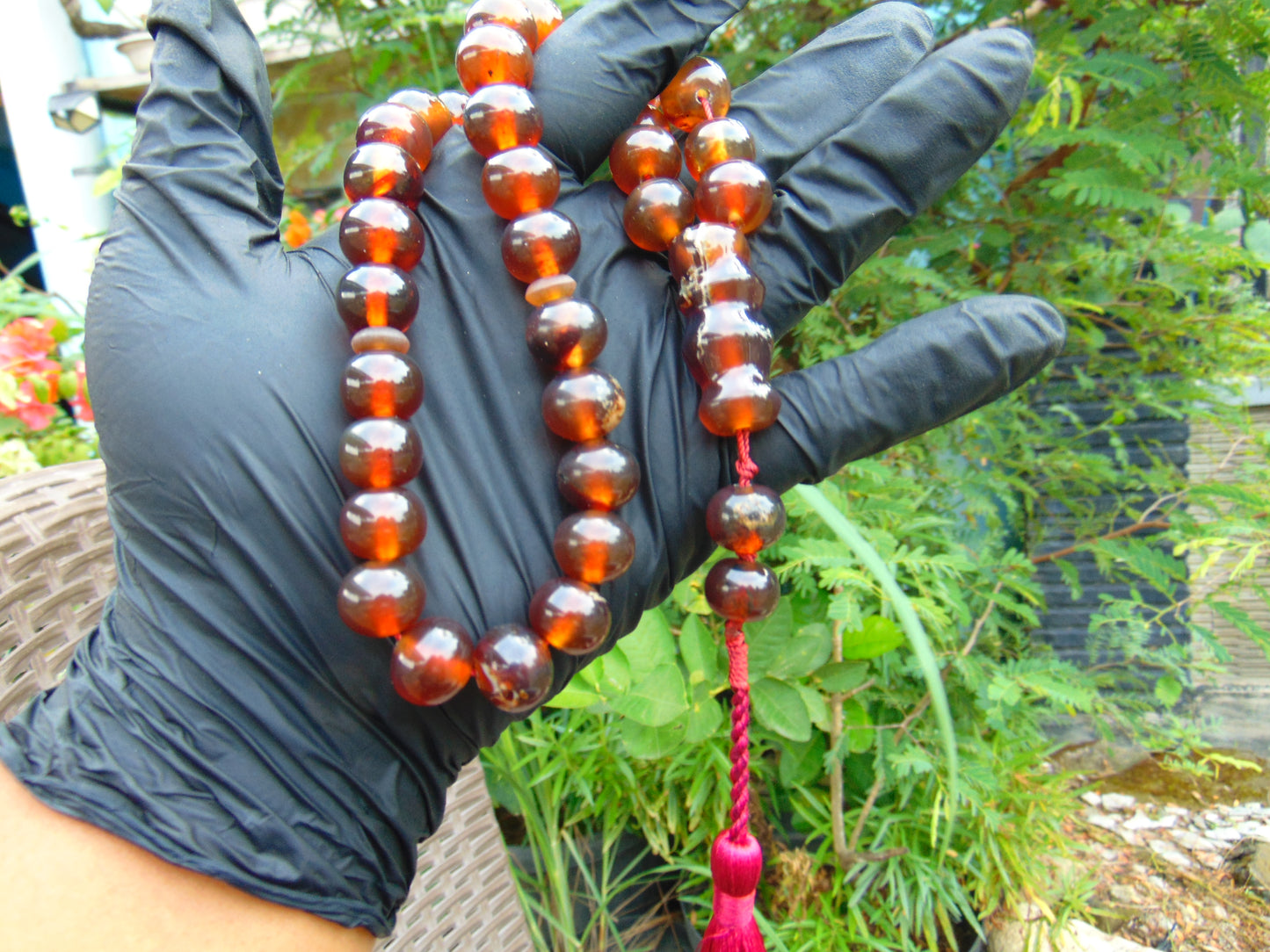 44 gr Hand Tasbih 35 Beads 12 mm Indonesian Red Amber for Healing TB13i15