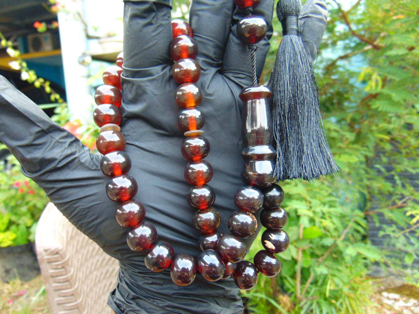 44 gr Hand Tasbih 33+2 Beads 12 mm Indonesian Dark Red Amber for Healing TB13i10