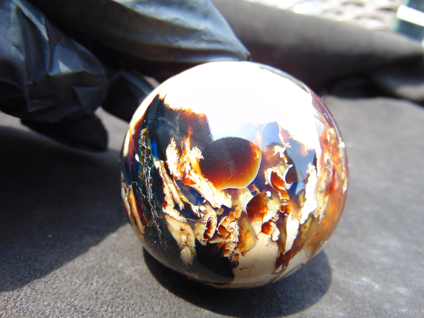 105 gr Shaped Ball Sphere Indonesian Blue Amber for Healing AJ1059