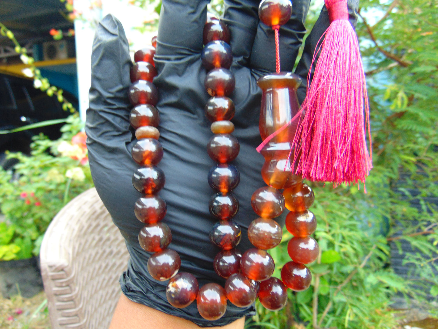 56 gr Hand Tasbih 33+2 Beads 13 mm Indonesian Red Amber for Healing TB14i33