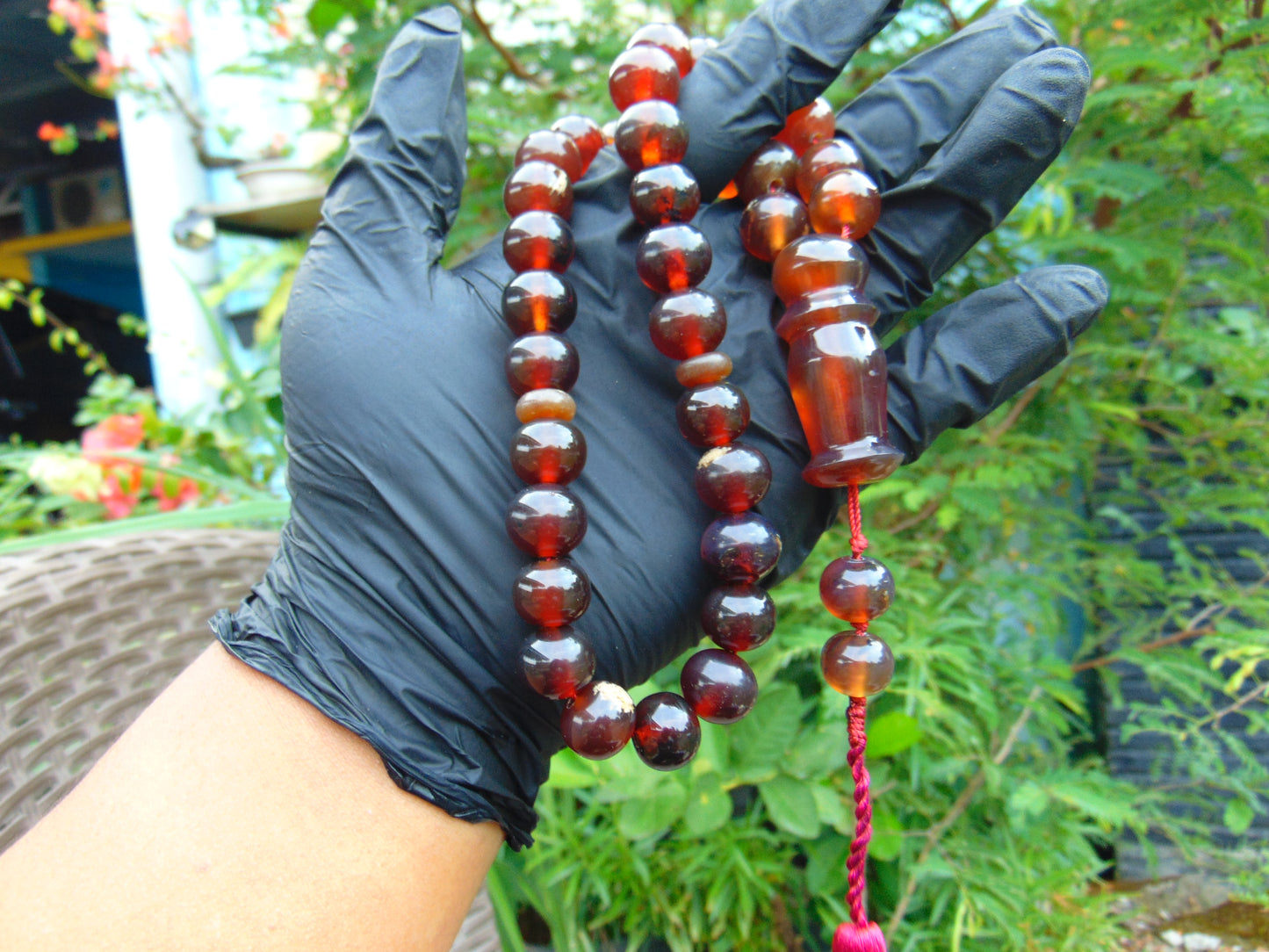 56 gr Hand Tasbih 33+2 Beads 13 mm Indonesian Red Amber for Healing TB14i33