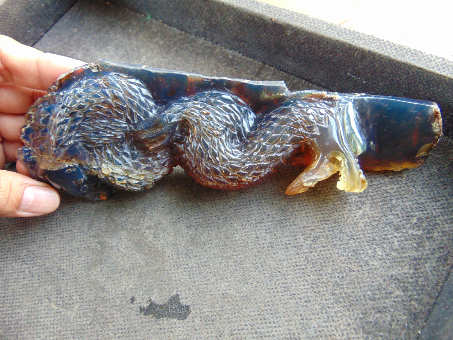 88 gram Dragon carving 180x65x28 mm Indonesian Blue Amber