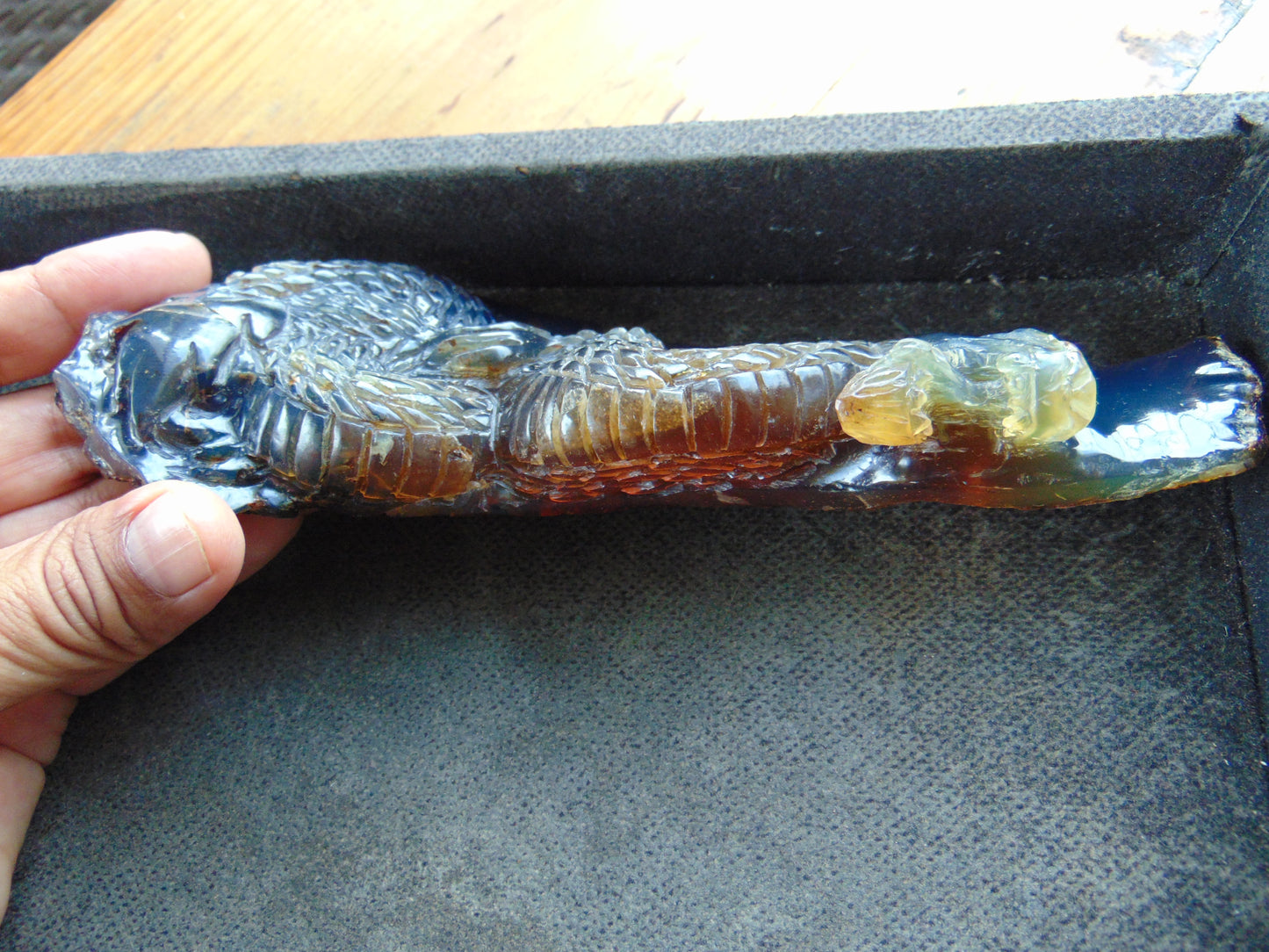 88 gram Dragon carving 180x65x28 mm Indonesian Blue Amber
