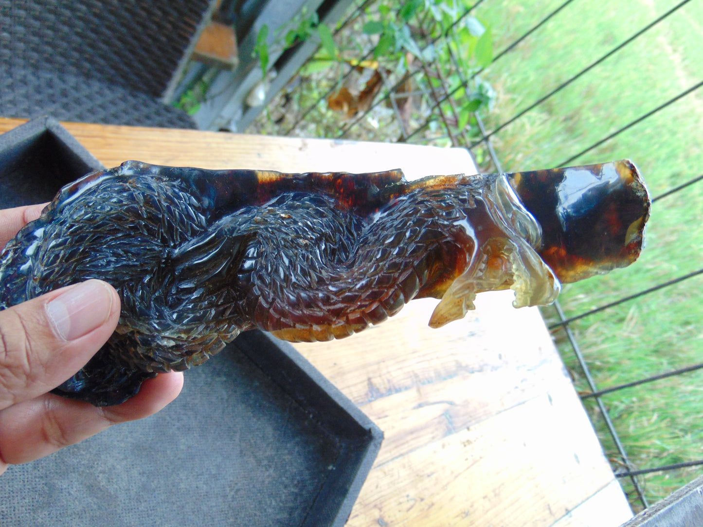 88 gram Dragon carving 180x65x28 mm Indonesian Blue Amber