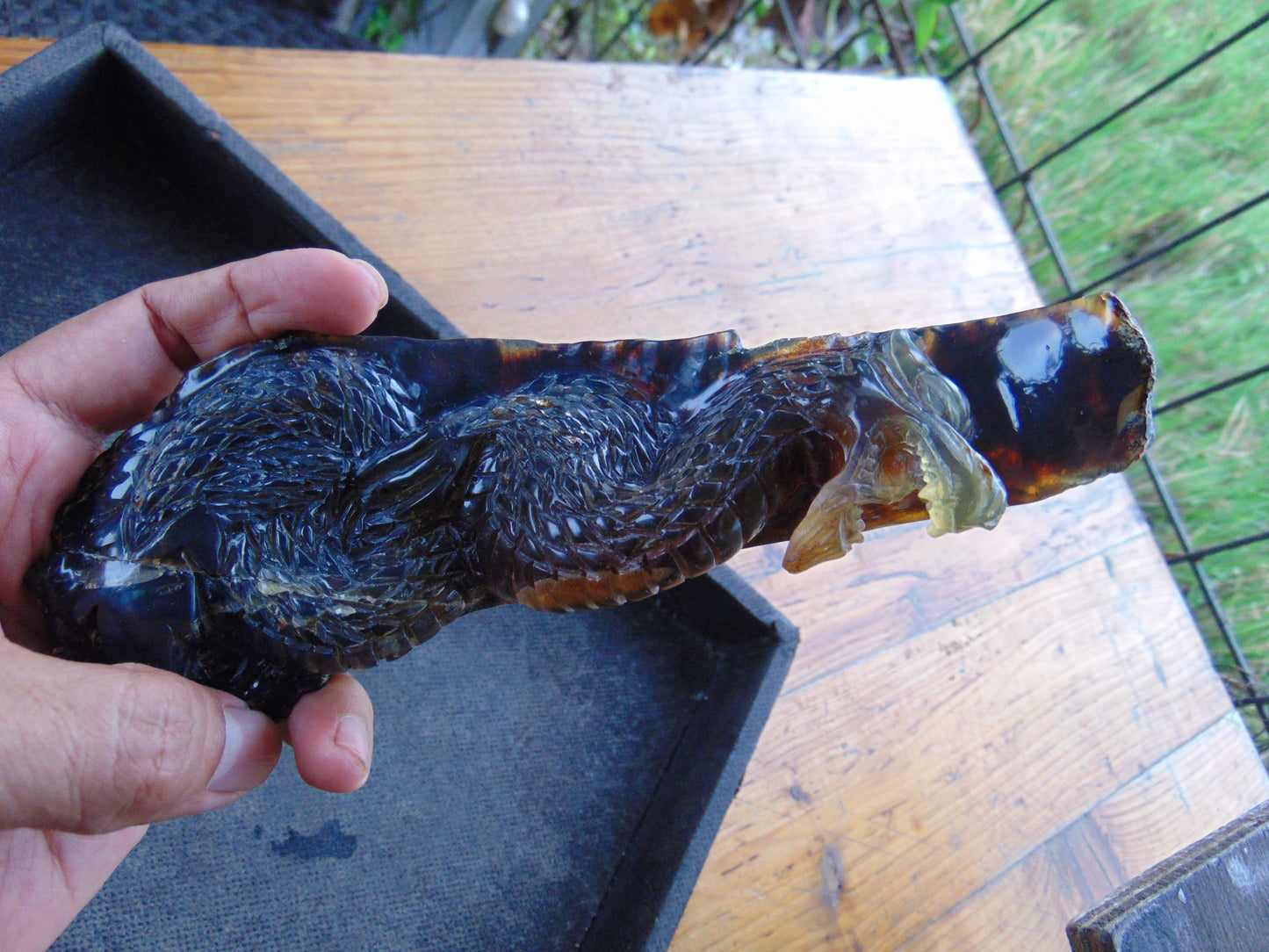88 gram Dragon carving 180x65x28 mm Indonesian Blue Amber