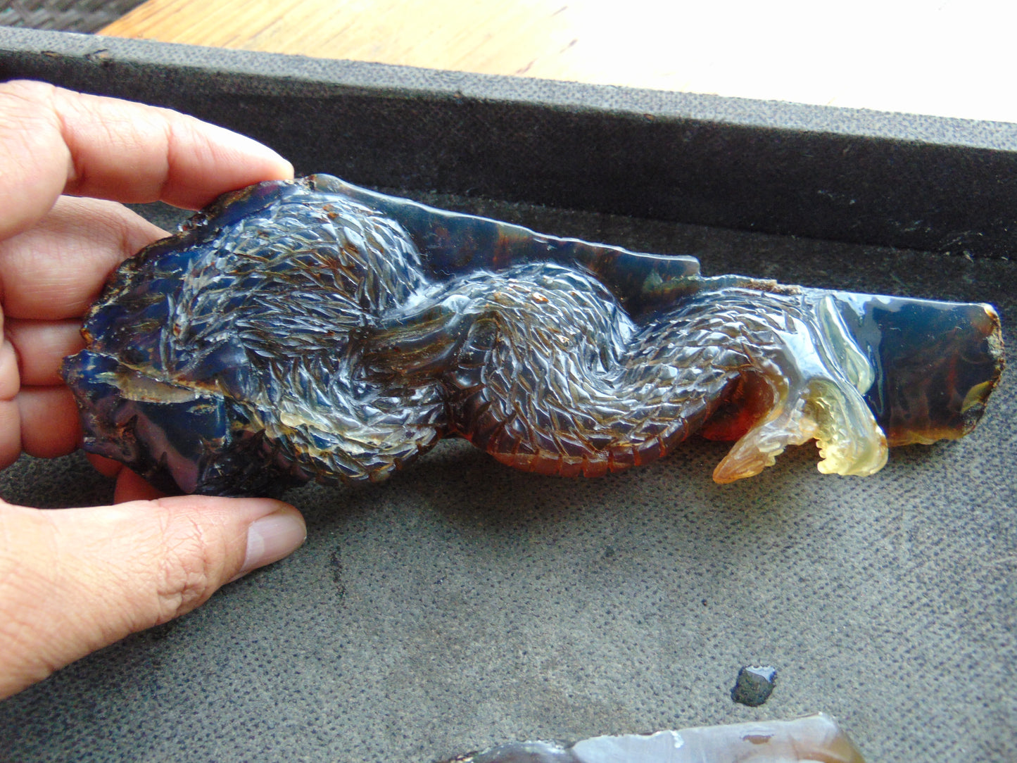 88 gram Dragon carving 180x65x28 mm Indonesian Blue Amber