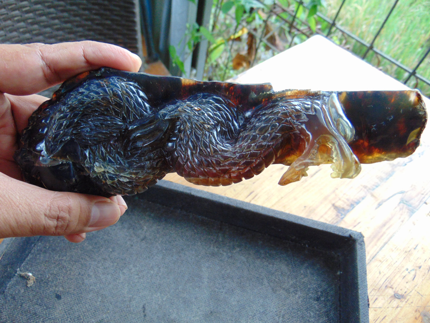 88 gram Dragon carving 180x65x28 mm Indonesian Blue Amber