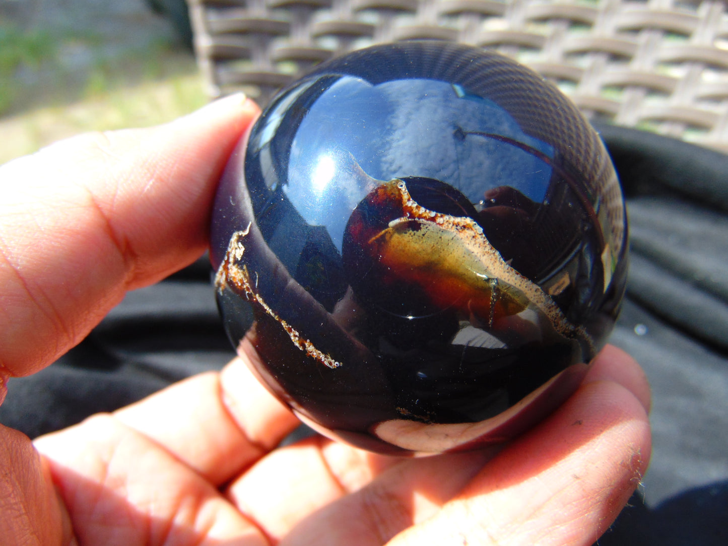 100 gr Shaped Ball Sphere 57 mm Indonesian Blue Amber for Healing AJ1057