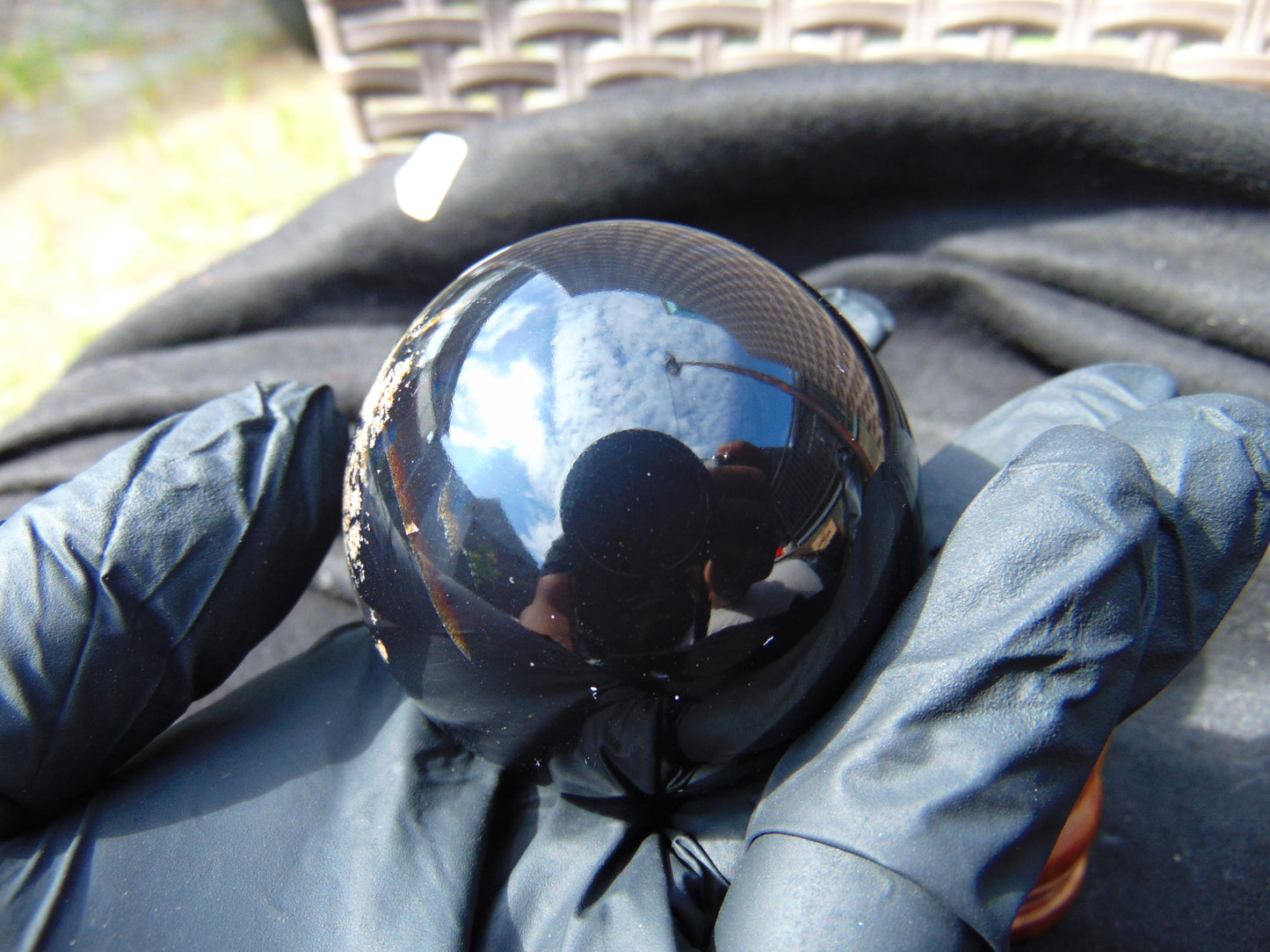 87 gr Shaped Ball Sphere 54 mm Indonesian Black Amber for Healing AJ1065