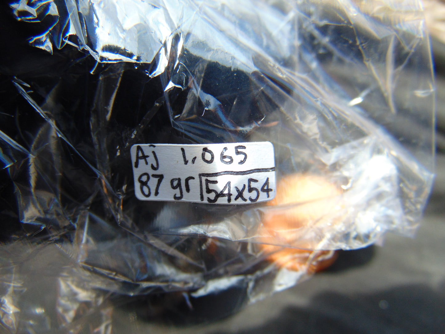 87 gr Shaped Ball Sphere 54 mm Indonesian Black Amber for Healing AJ1065