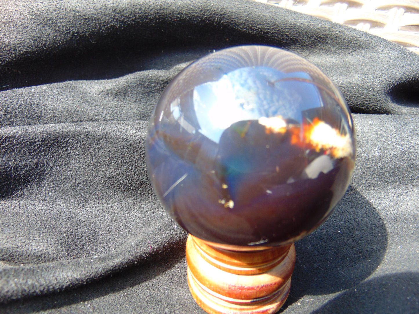 112 gr Shaped Ball Sphere Indonesian Blue Amber for Healing AJ1053