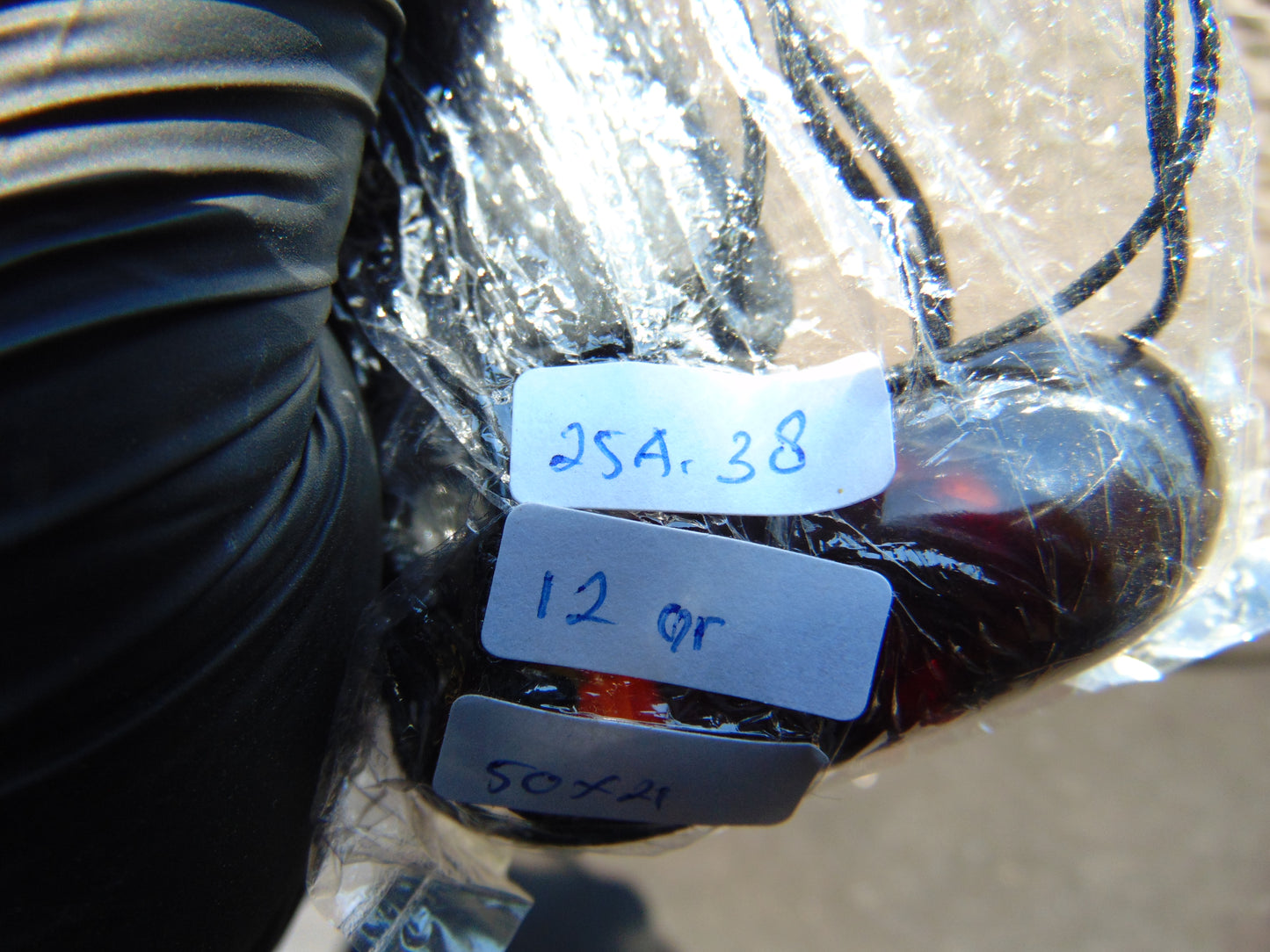 12 gr Teardrop Pendant 50x21 mm Indonesian Black Blue Amber for Healing 25A38