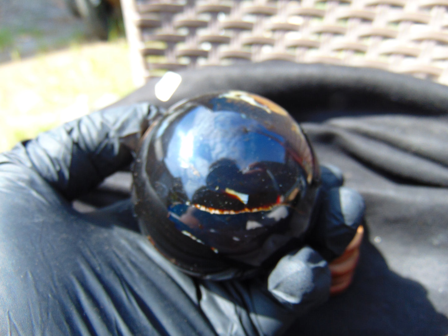 169 gr Shaped Egg 72x64 mm Indonesian Black Blue Amber for Healing AJ1068