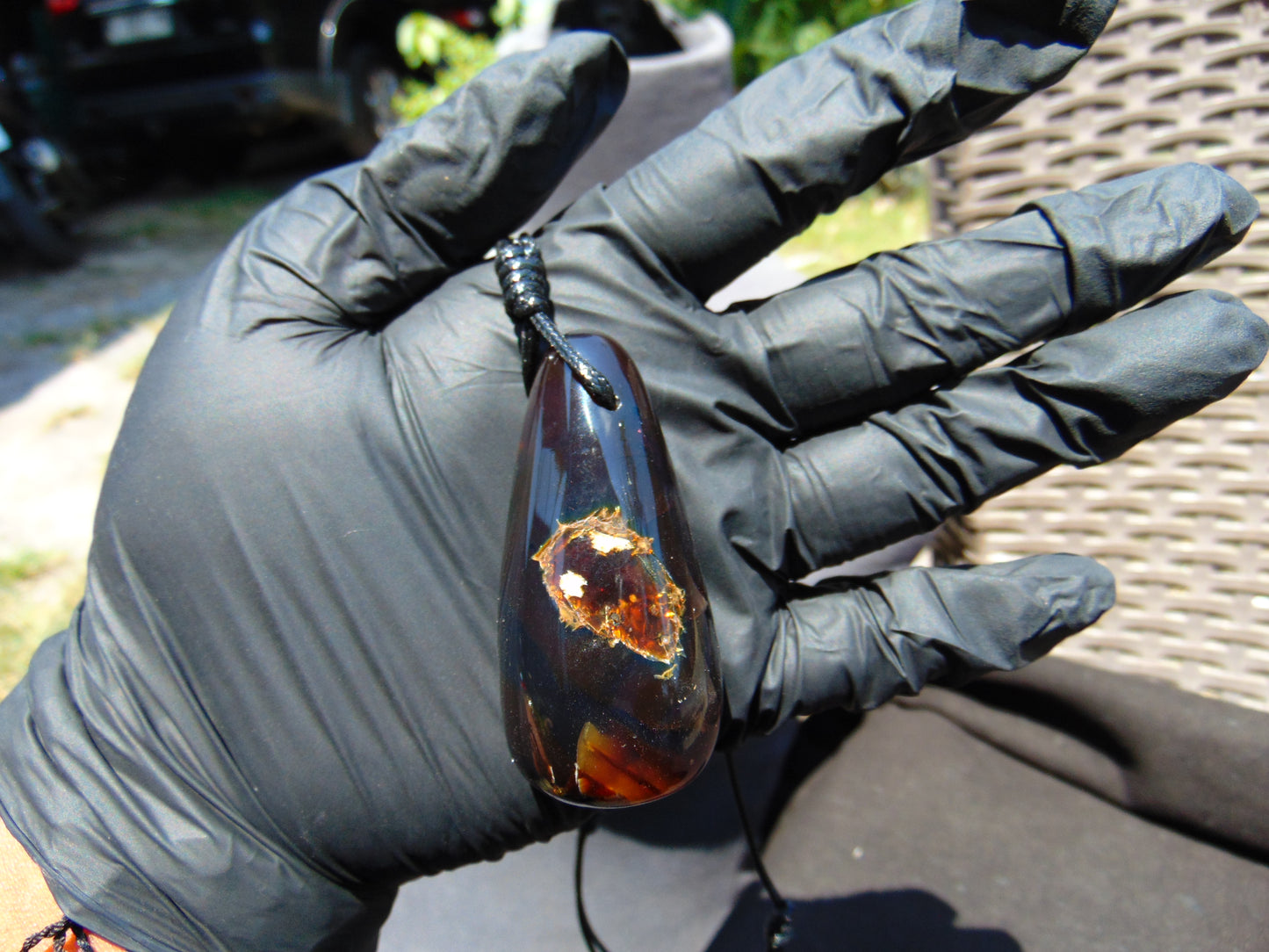 28 gr Teardrop Pendant Indonesian Blue Amber for Healing 25N85