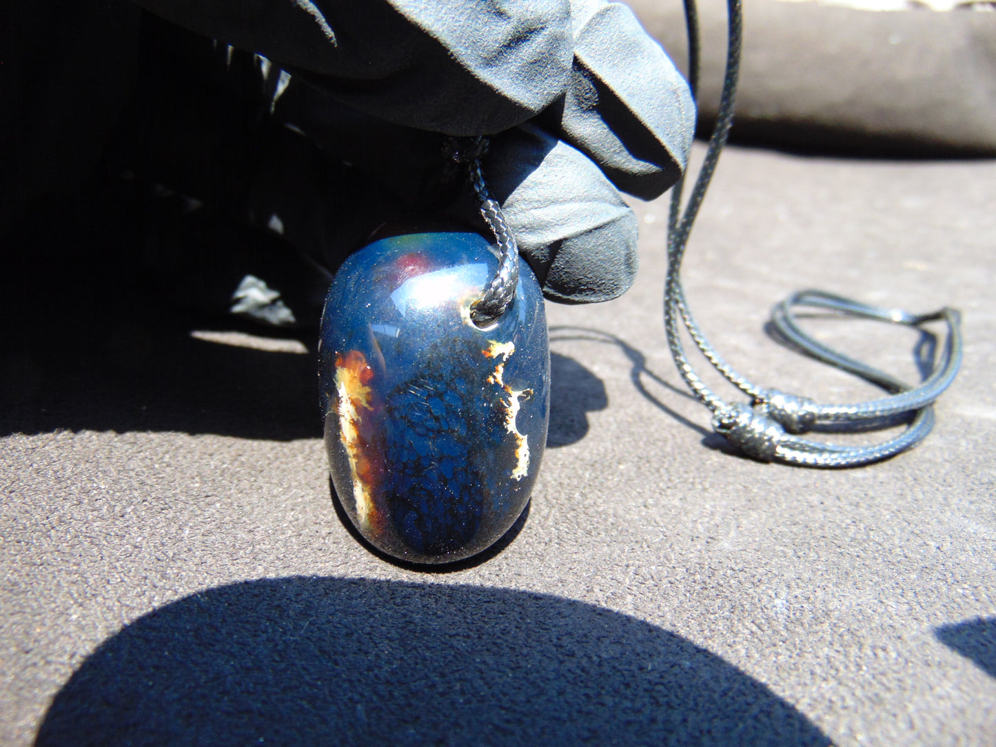 14.29 gr Teardrop Pendant Indonesian blue Amber for Healing N96