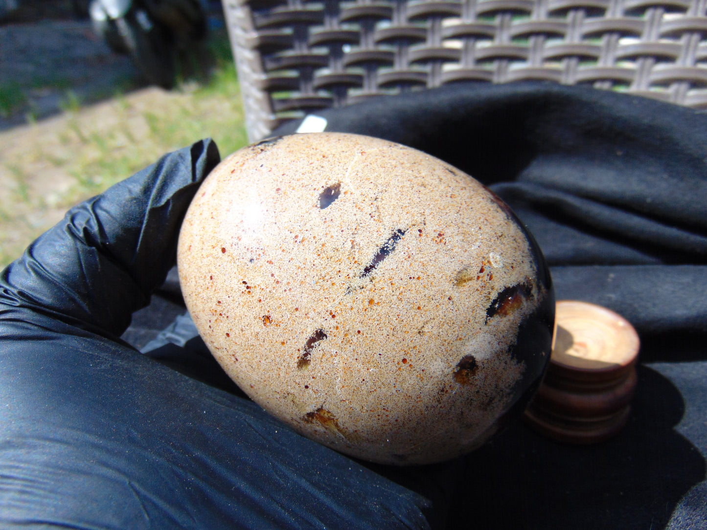 229 gr Shaped Egg 87x68 mm Indonesian White Amber for Healing AJ1062