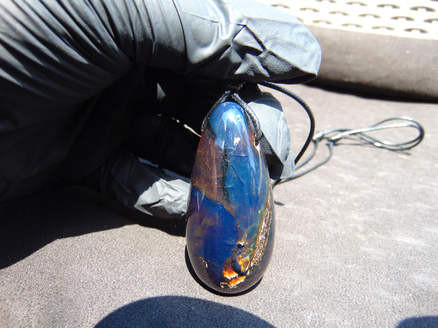 28 gr Teardrop Pendant Indonesian Blue Amber for Healing 25Y16