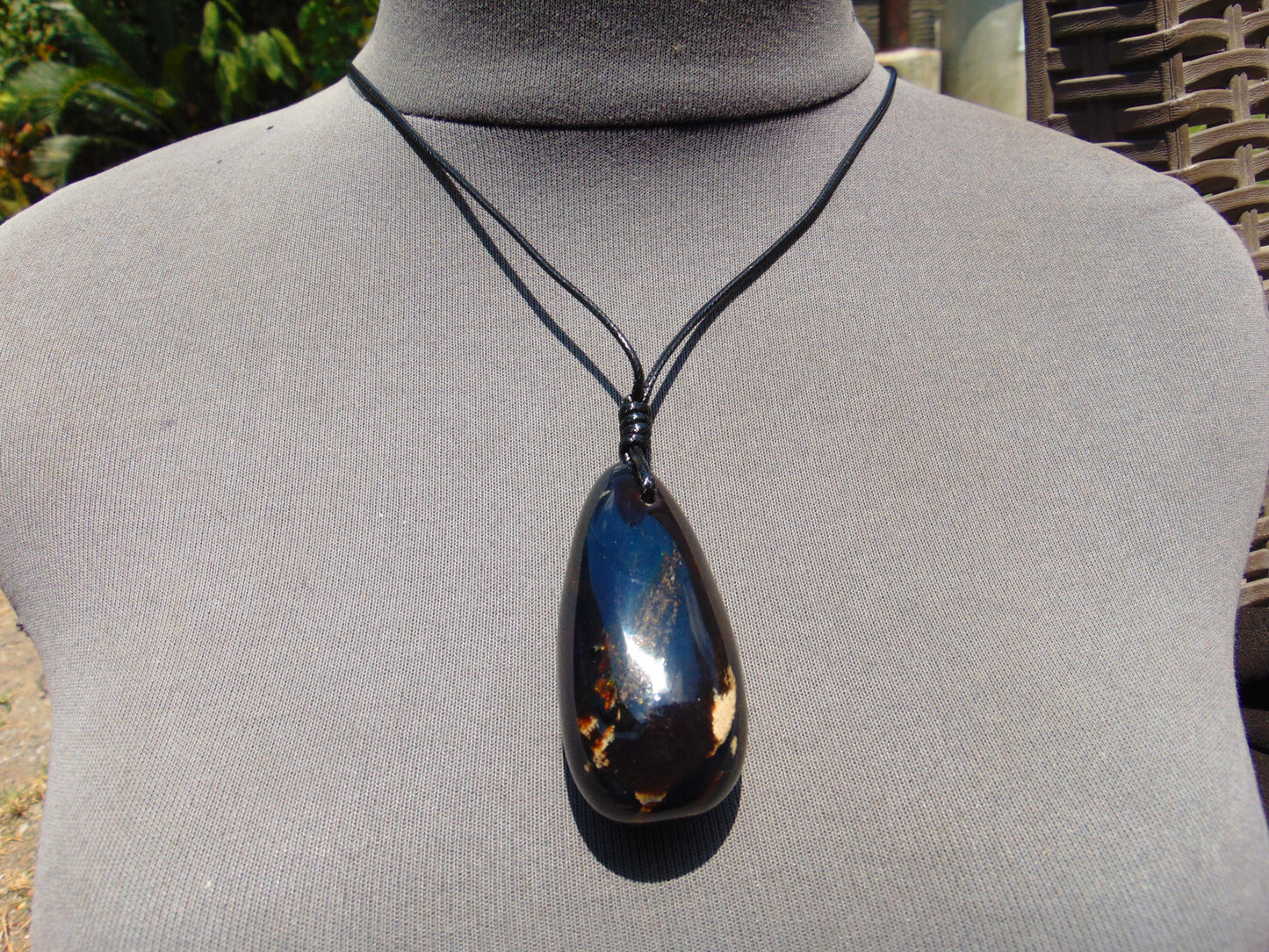 28 gr Teardrop Pendant Indonesian Blue Amber for Healing 25Y16