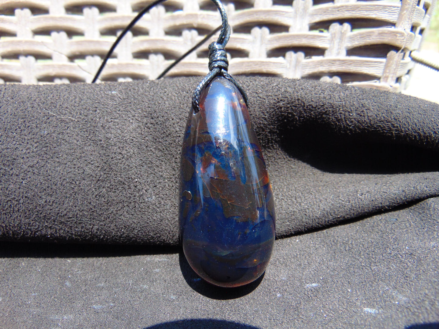 28 gr Teardrop Pendant Indonesian Blue Amber for Healing 25Y12