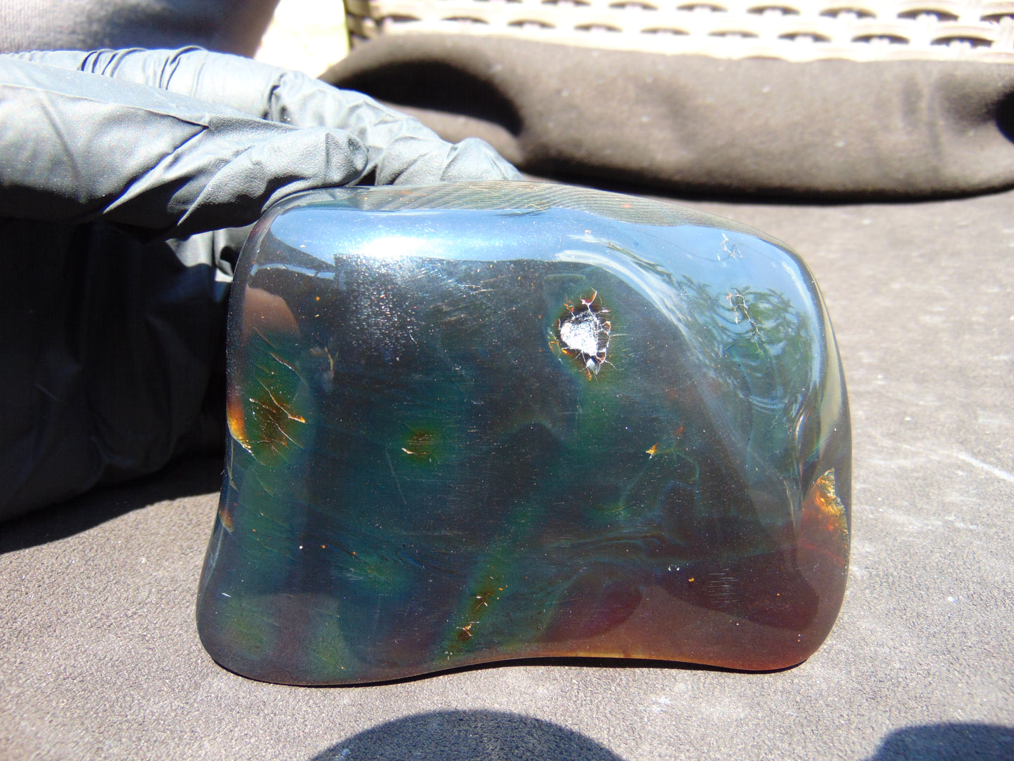 173 gram Full polished Indonesian Dark Blue Amber for Healing ML74