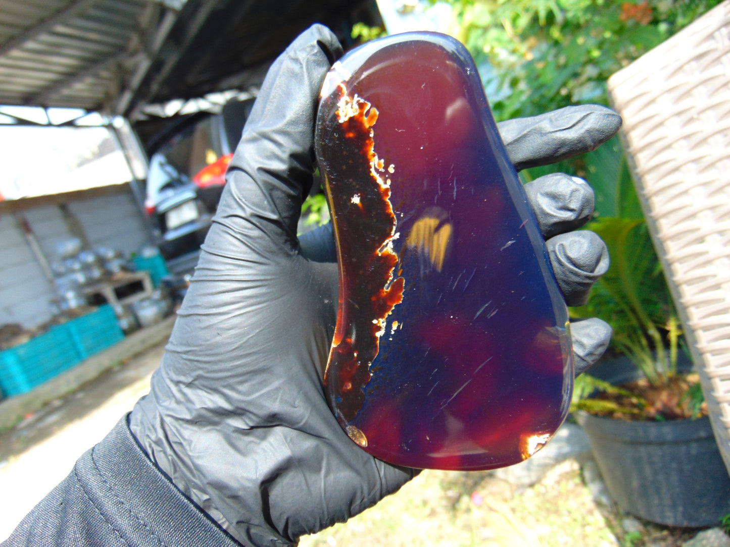 121 gram Slab polished Indonesian Sumatra Blue Amber for Healing 25Y24