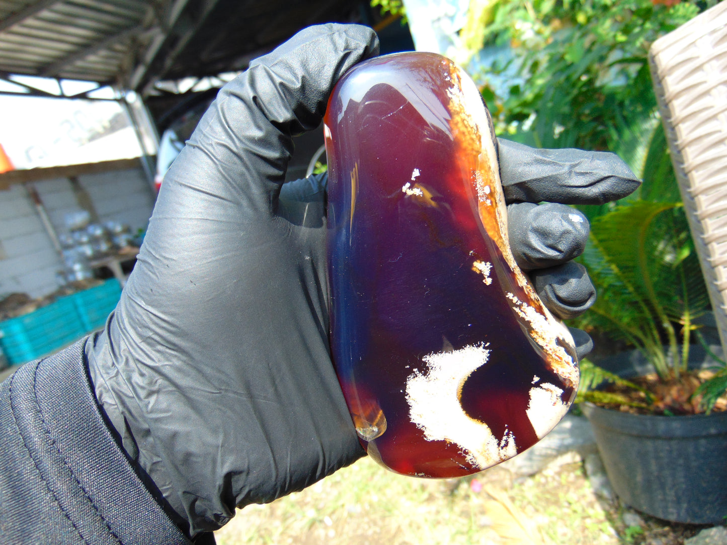 121 gram Slab polished Indonesian Sumatra Blue Amber for Healing 25Y24
