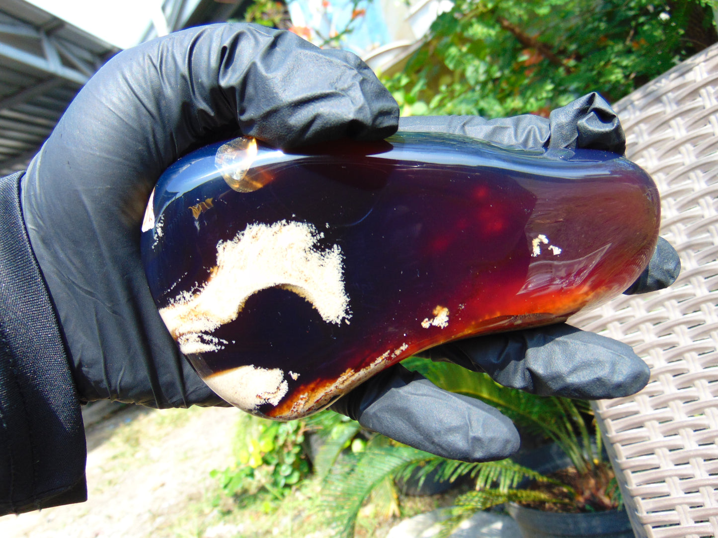 121 gram Slab polished Indonesian Sumatra Blue Amber for Healing 25Y24