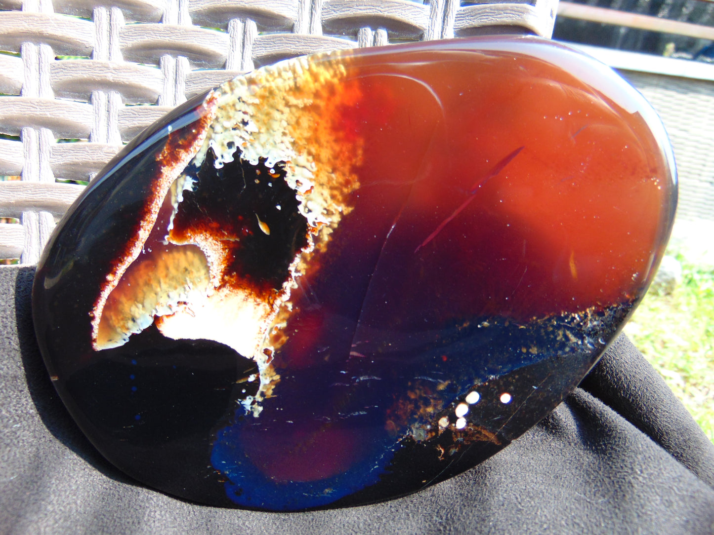 204 gram Slab polished Indonesian Sumatra Blue Amber for Healing 25A213