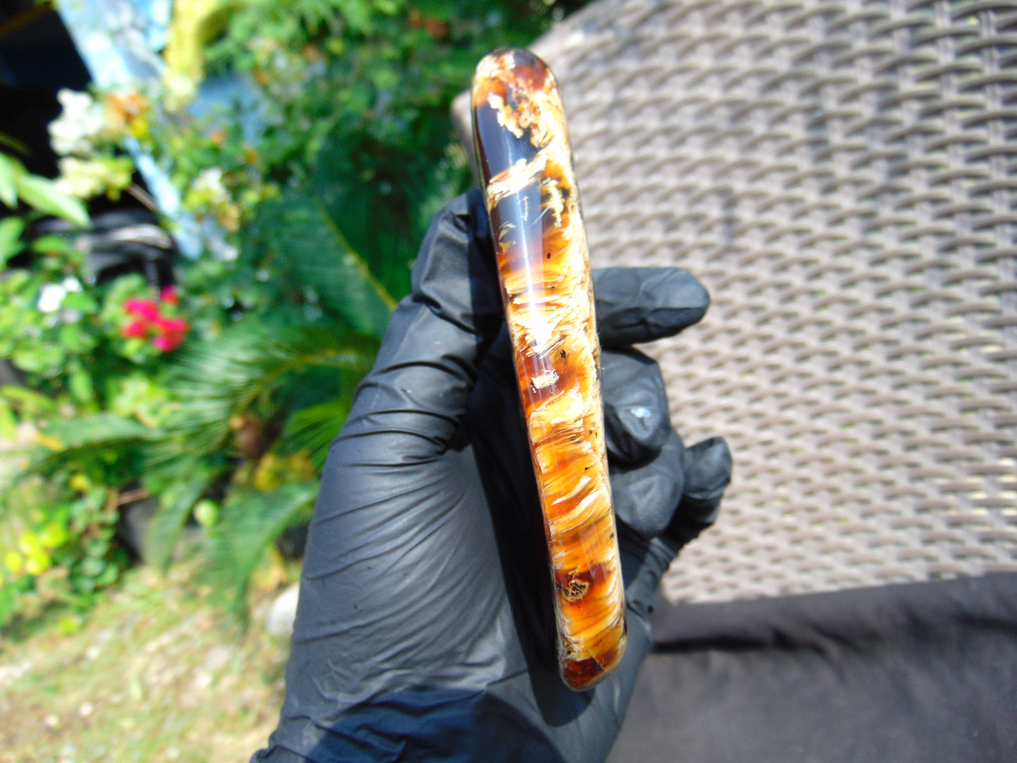 123 gram Slab polished Indonesian Sumatra Inclusion Cherry Red Amber for Healing 25N152