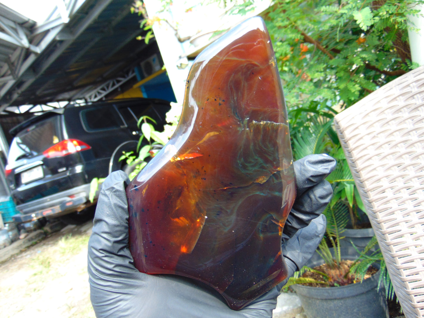 103 gram Slab polished Indonesian Sumatra Cherry Red Amber for Healing 25Y121