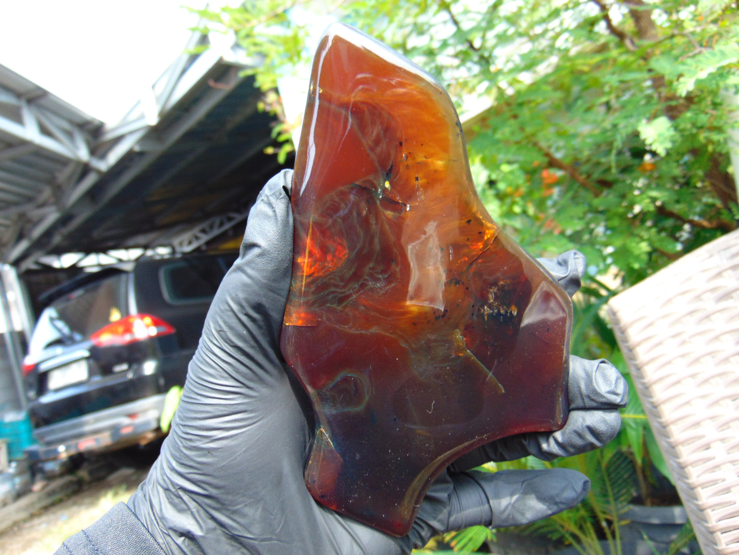103 gram Slab polished Indonesian Sumatra Cherry Red Amber for Healing 25Y121