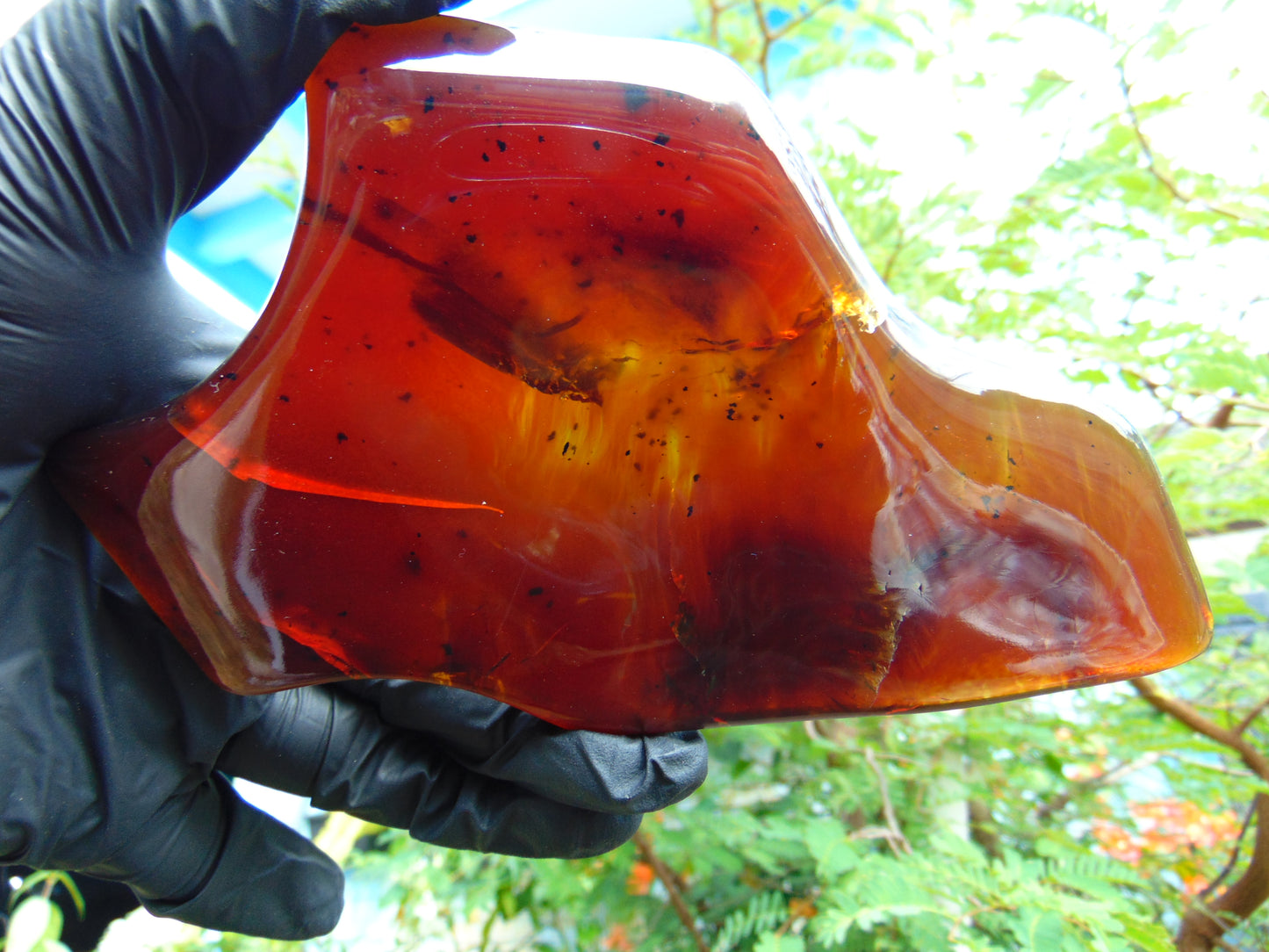 103 gram Slab polished Indonesian Sumatra Cherry Red Amber for Healing 25Y121