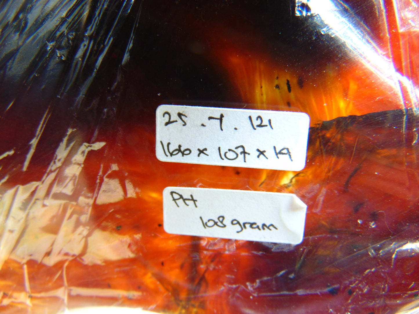 103 gram Slab polished Indonesian Sumatra Cherry Red Amber for Healing 25Y121
