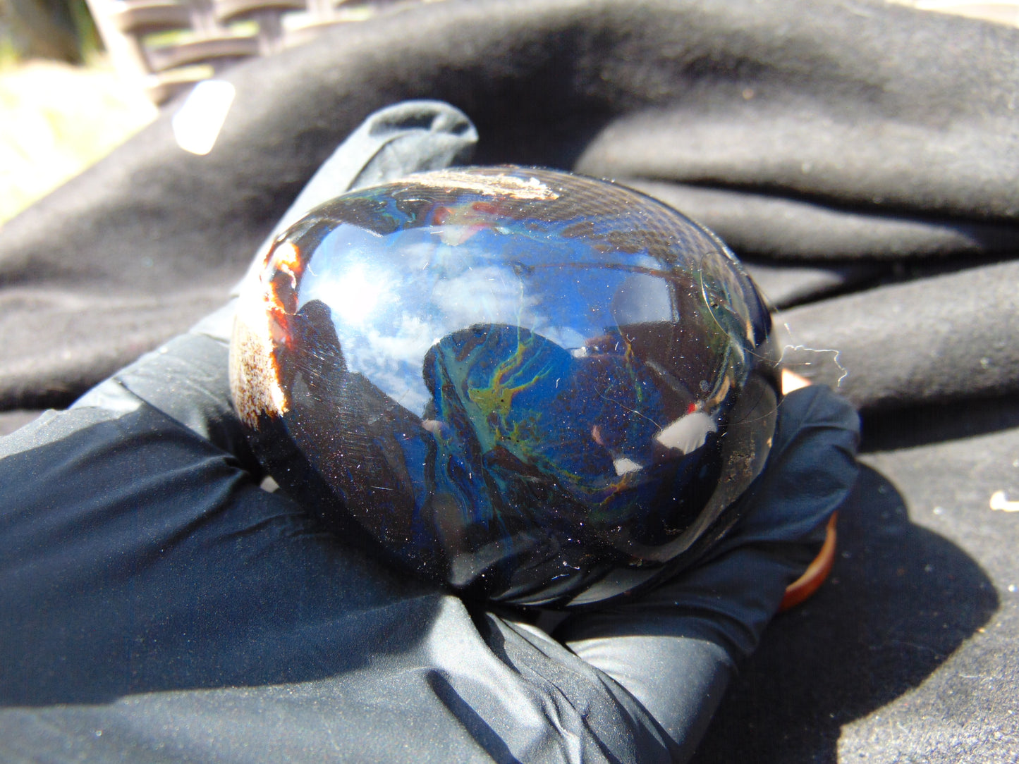 103 gr Shaped Egg 65x53 mm Indonesian Blue Amber for Healing AJ1074