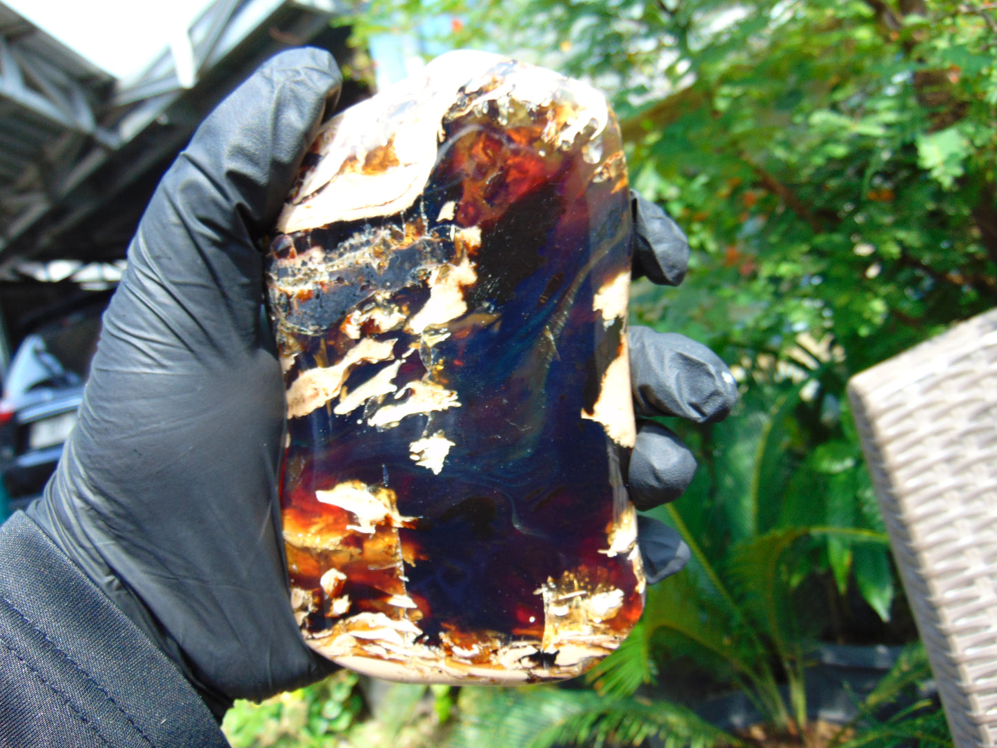 156 gram Slab polish Indonesian Sumatra White Blue Amber for Healing 25Y123