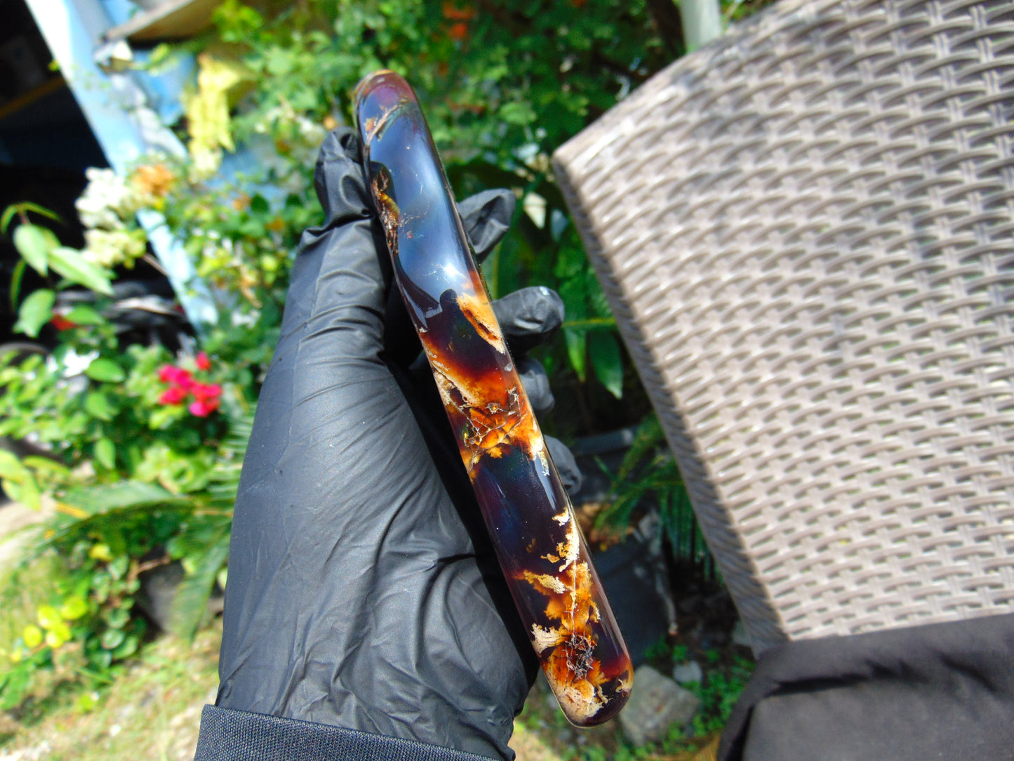 176 gram Slab polished Indonesian Sumatra Zebra Red Amber for Healing 25N163